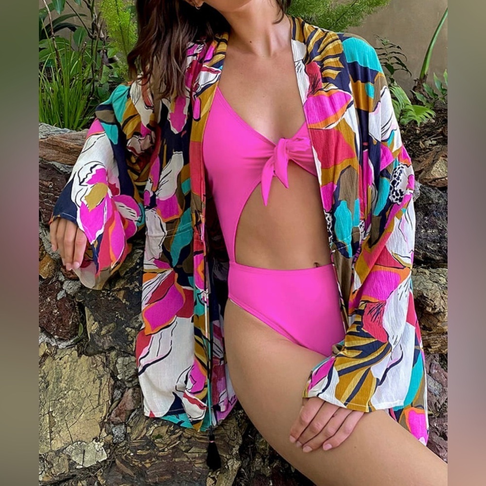 Billabong Sea and Moon Kimono Coverup S/M
